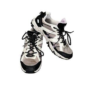 Fila Womens Athletic Trail Running Shoes Size 7 White Mesh Black Synthetic Upper